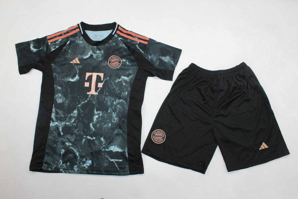 Kids-Bayern Munich 24/25 Away Black Green Soccer Jersey